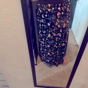 Black and floral maxi skirt